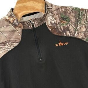 Habit Real Tree Pullover Hunting Shirt Scent Factor Camo Outdoor Quarter Zip XL